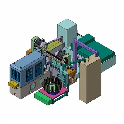 Através da máquina retificadora de disco duplo com alimentação versus aliment...